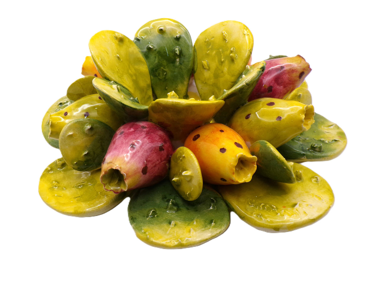 Portavelas de cerámica italiana con higos chumbos