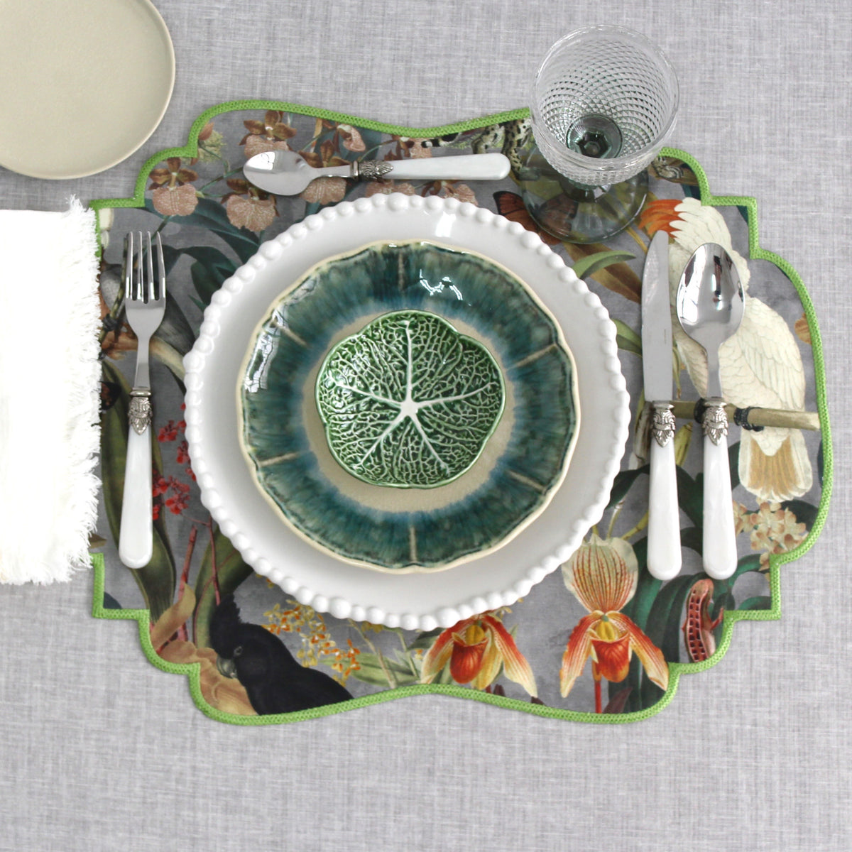 Individual Bordado Verde Amazonia