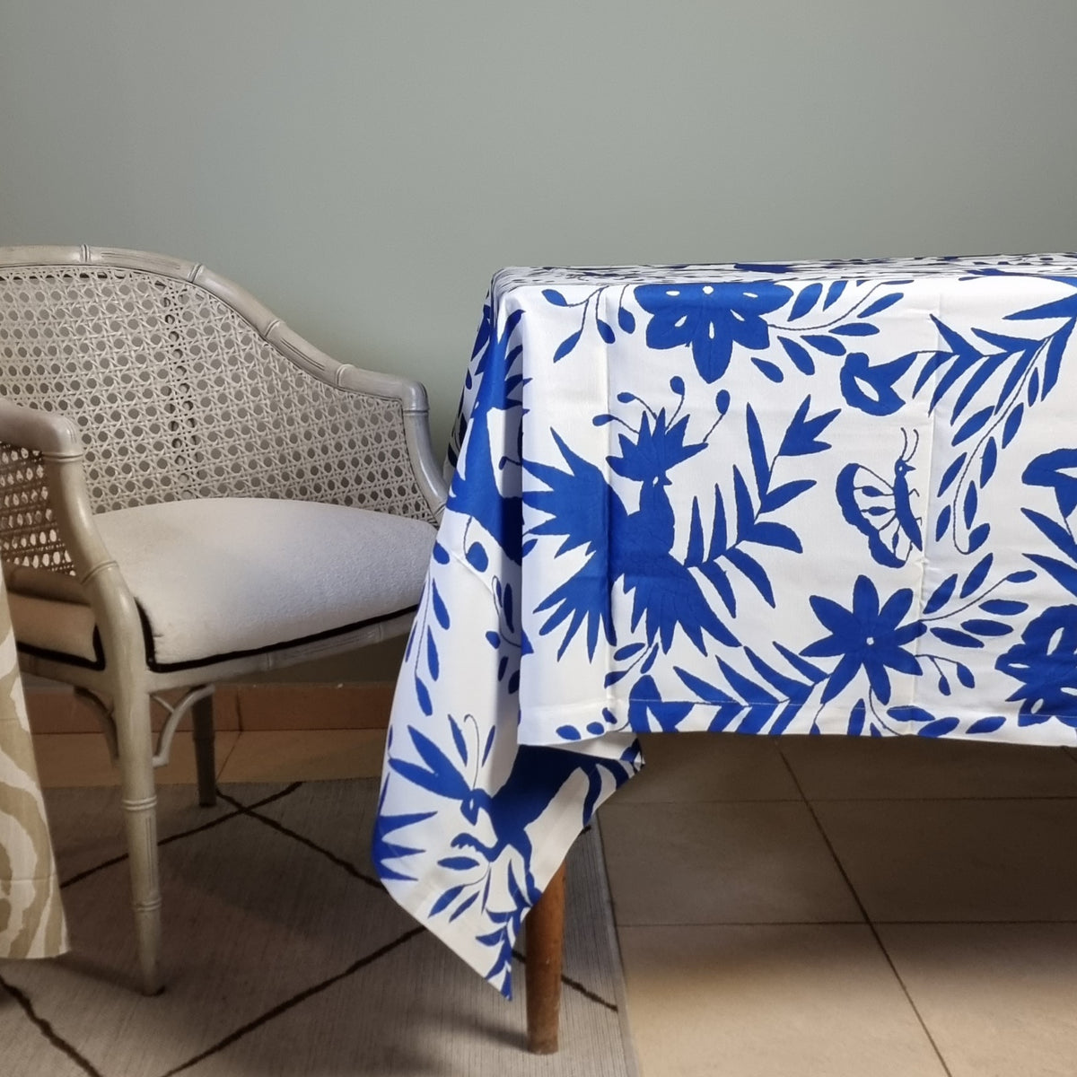 Mantel Tenango Estampado Azul
