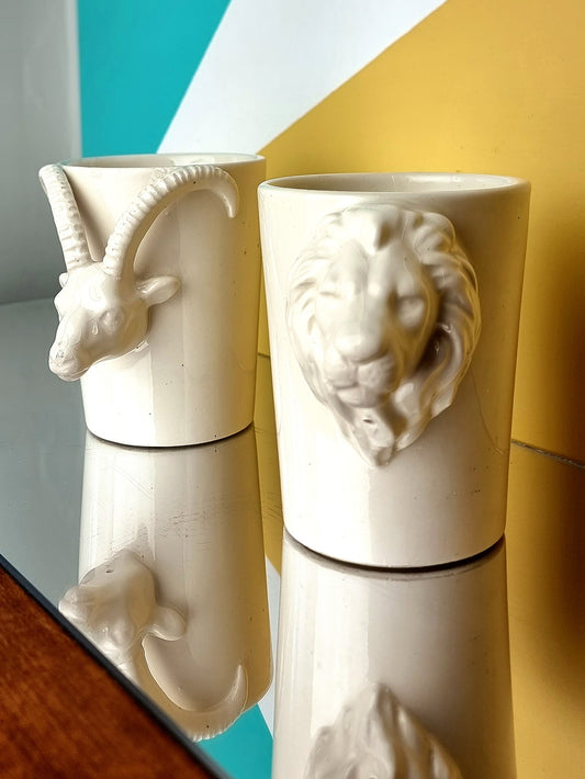 Set Velas Cerámicas Cabeza de León y Aries