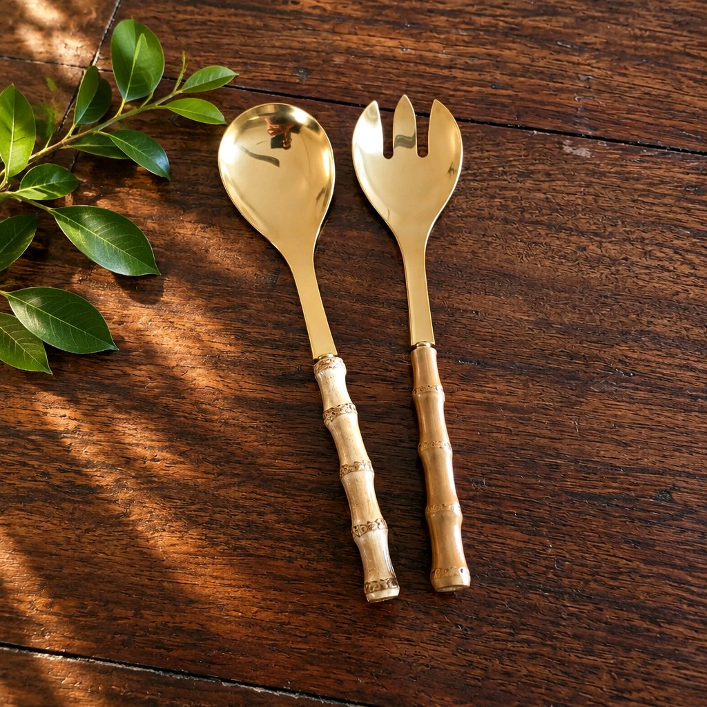 Cubiertos para ensalada Bambú natural